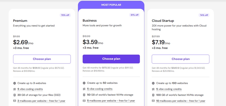 choose the hostinger plan 