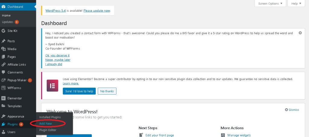how to install plugins in your first wordpress blog