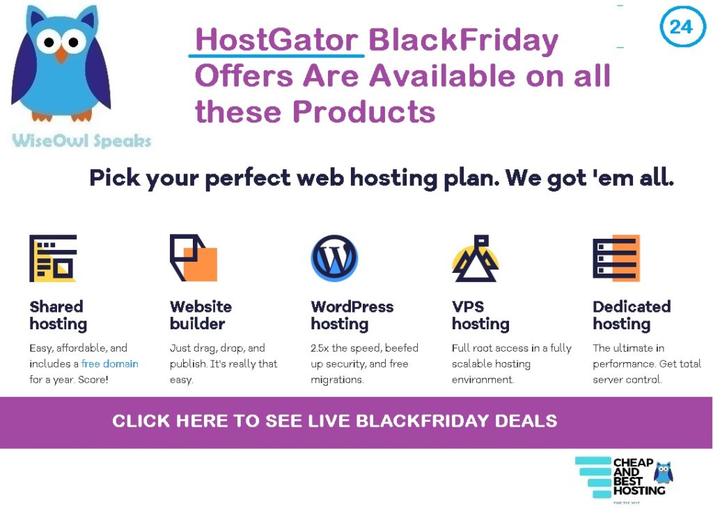 HostGator Blackfriday Deals are available on what products?