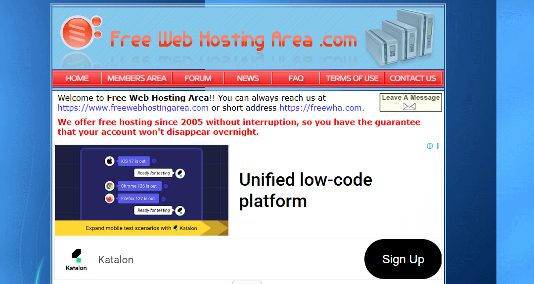 free web hosting area 