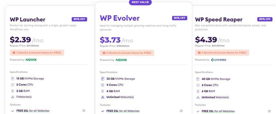 hostarmada wordpress hosting plans