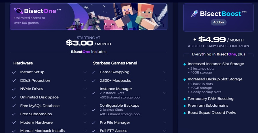 bisect one minecraft hosting plan 