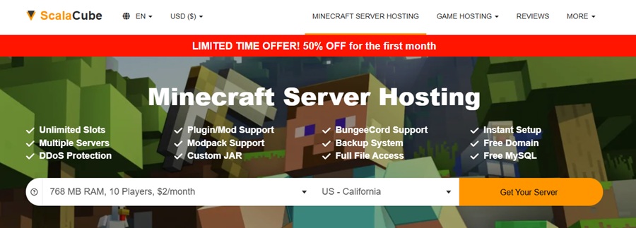 scalacube minecraft server hosting