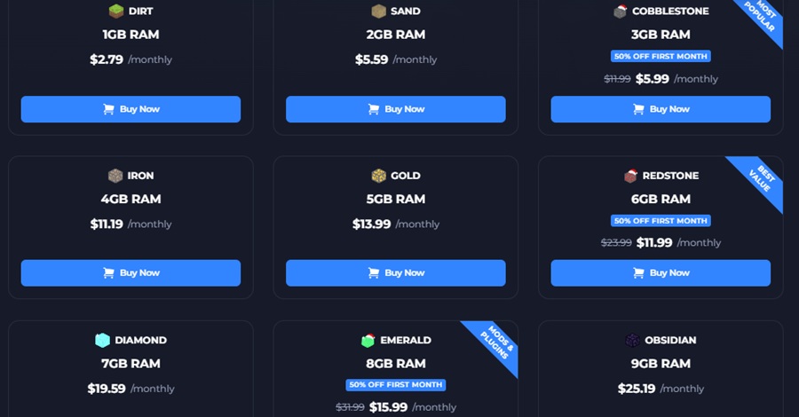 shockbyte minecraft server pricing