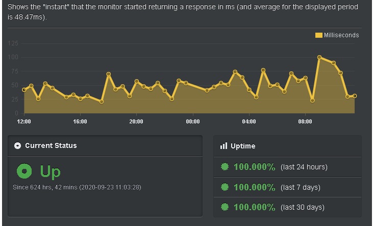 uptime test of rocket managed wordpress web hosting