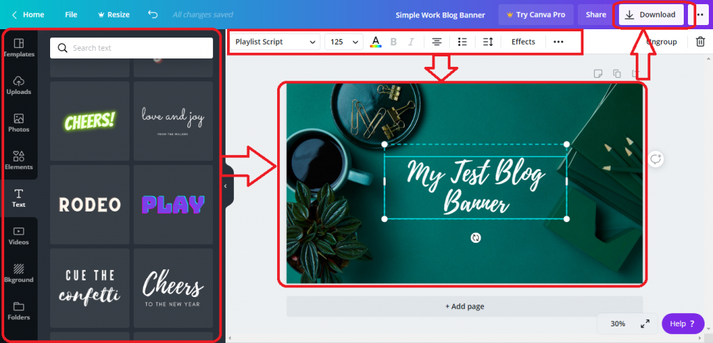 edit and download banner from canva, How to create Blog Banners