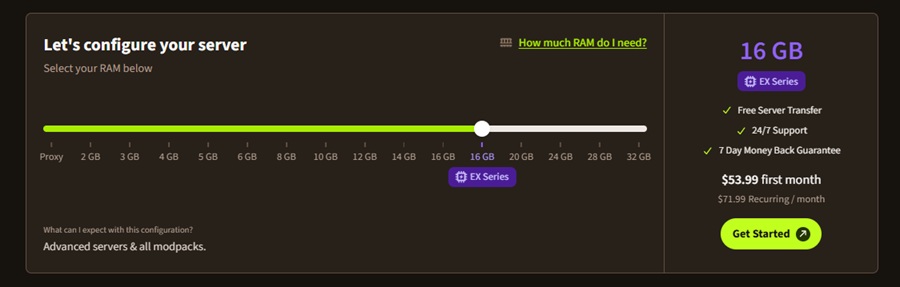 more server pricing plan of apex hosting