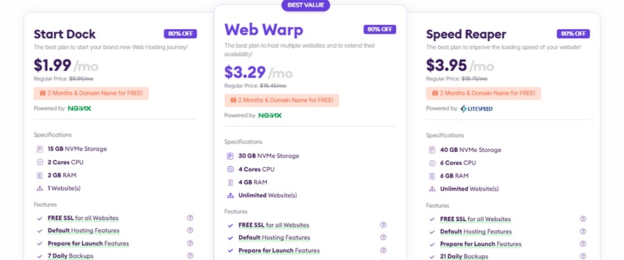 hostarmada web hosting plan