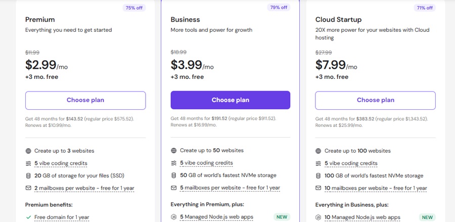 hostinger shared hosting plans 
