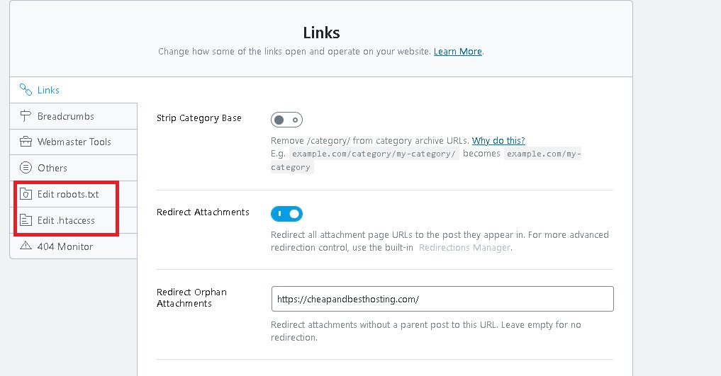 rank math file editing feature