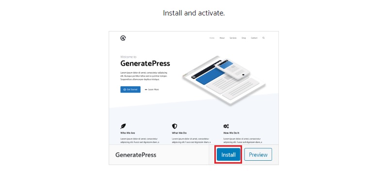 install generatepress on your website