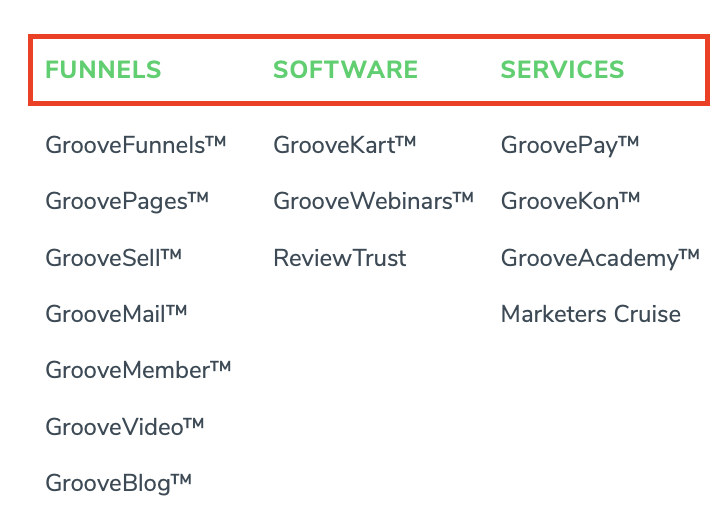 GrooveFunnel and GroovePages Products