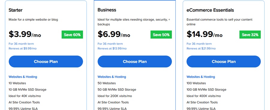 bluehost pricing plan 