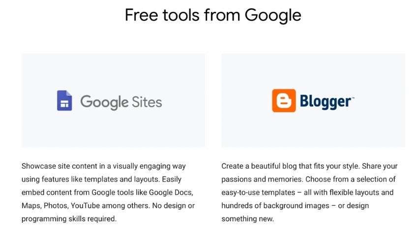 free website builders from google