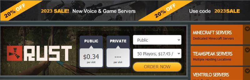 gameservers pricing for rust