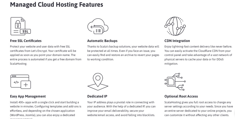 scalahosting managed vps features