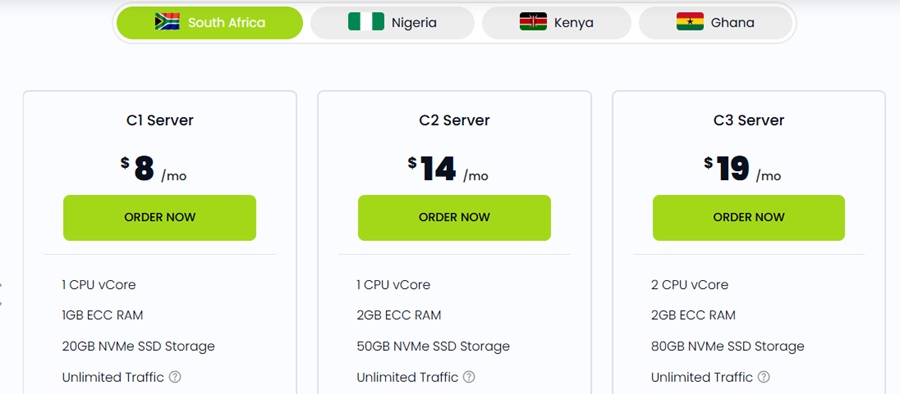 host africa vps server pricing 