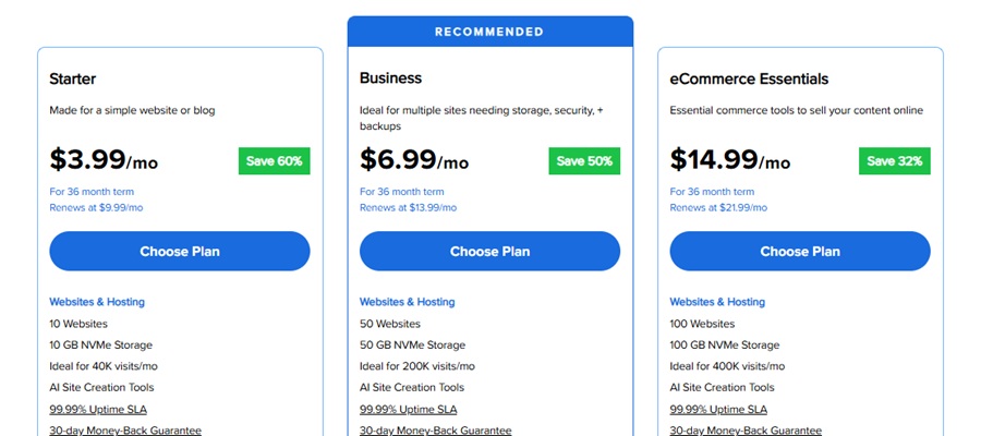 bluehost shared hosting pricing 