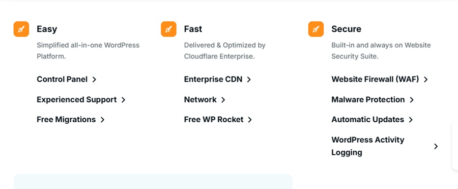 rocket.net web hosting features