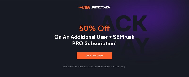 semrush black friday discount on additional user