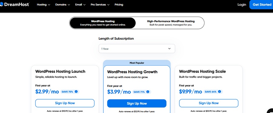 dreamhost wordpress hosting 