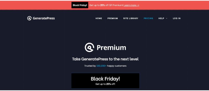 generatepress black Friday deals