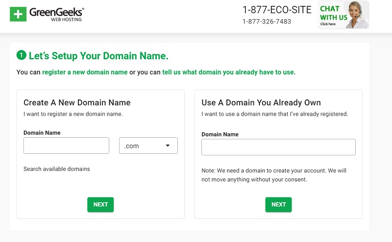 GreenGeeks Domain Registration