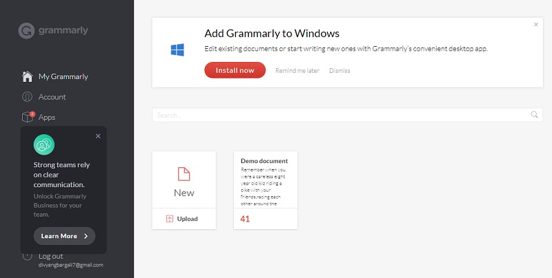 free trial of grammarly extension