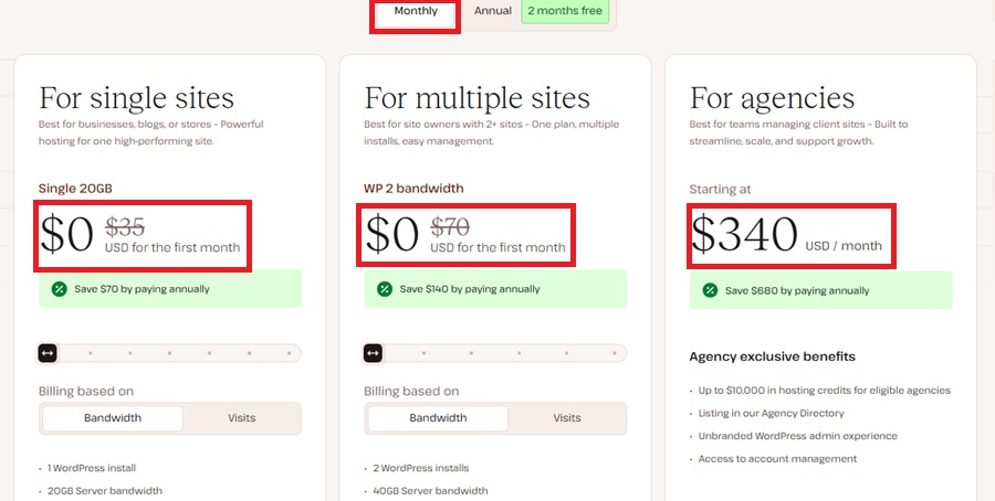 kinsta wordpress hosting monthly plan