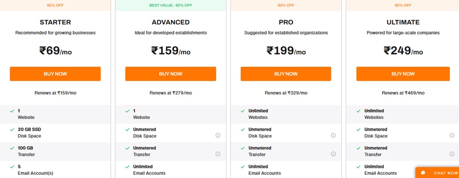 bigrock linux hosting prices 