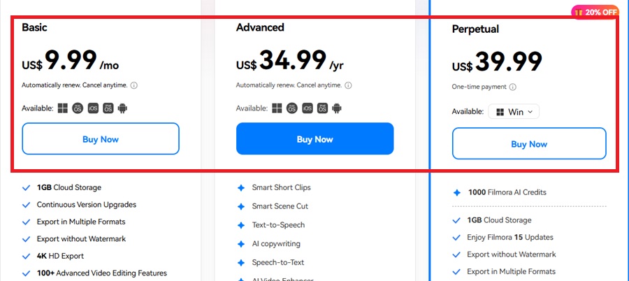 wondershare filmora bf pricing 