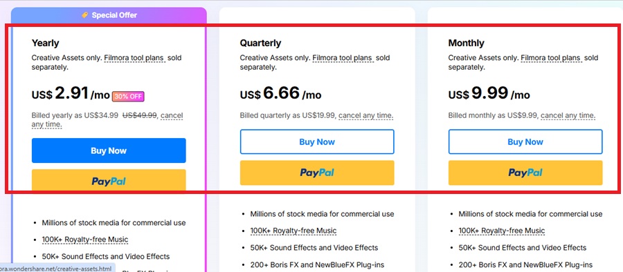 wondershare filmora term plan 