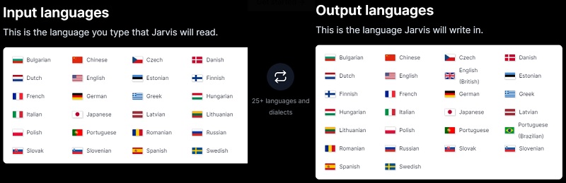 languages supported by Jasper