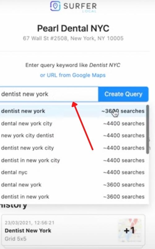 create keyword query on Surfer Local
