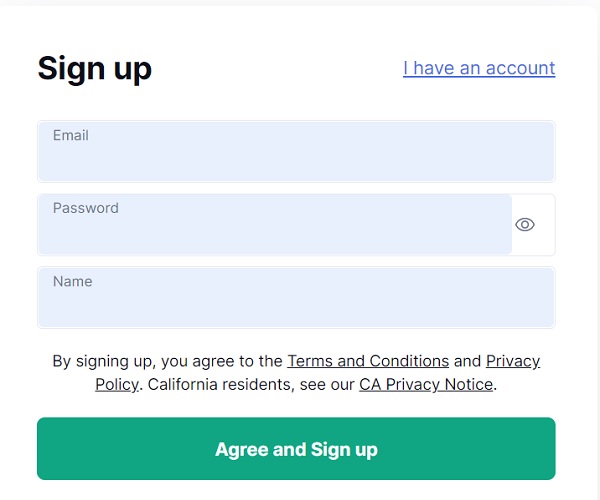 grammarly new account sign up form