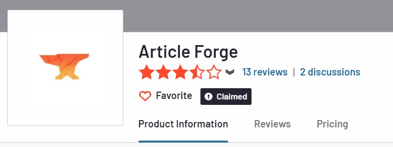 article forge 3.0 reviews on G2