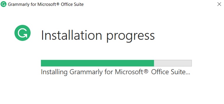 grammarly installation progress on word and outlook