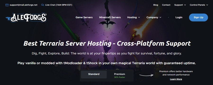 aleforge terraria hosting
