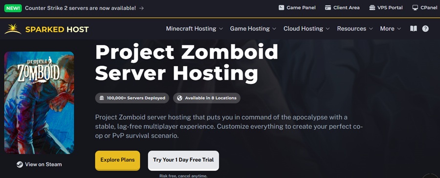 sparked host project zomboid server hosting