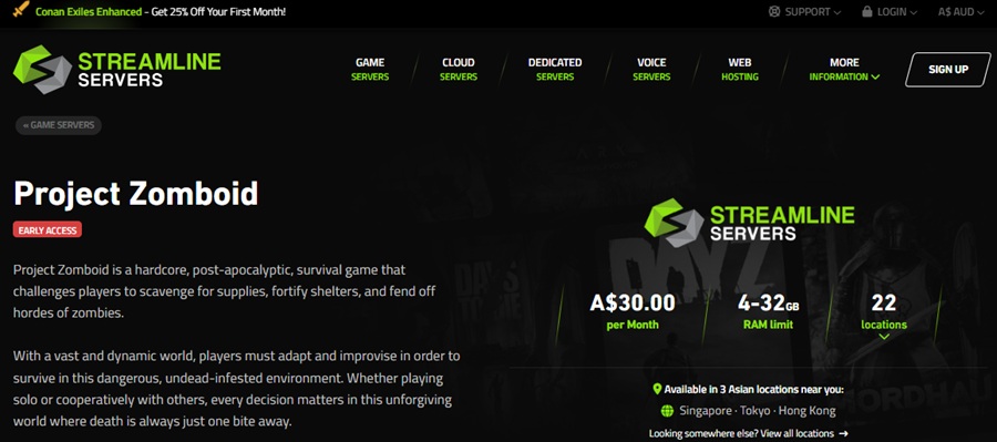 streamline project zomboid hosting