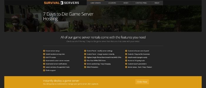 survival servers dedicated  hosting for 7 days to die game