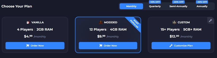 shockbyte terraria hosting server pricing