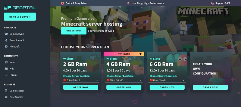 gportal Minecraft pricing