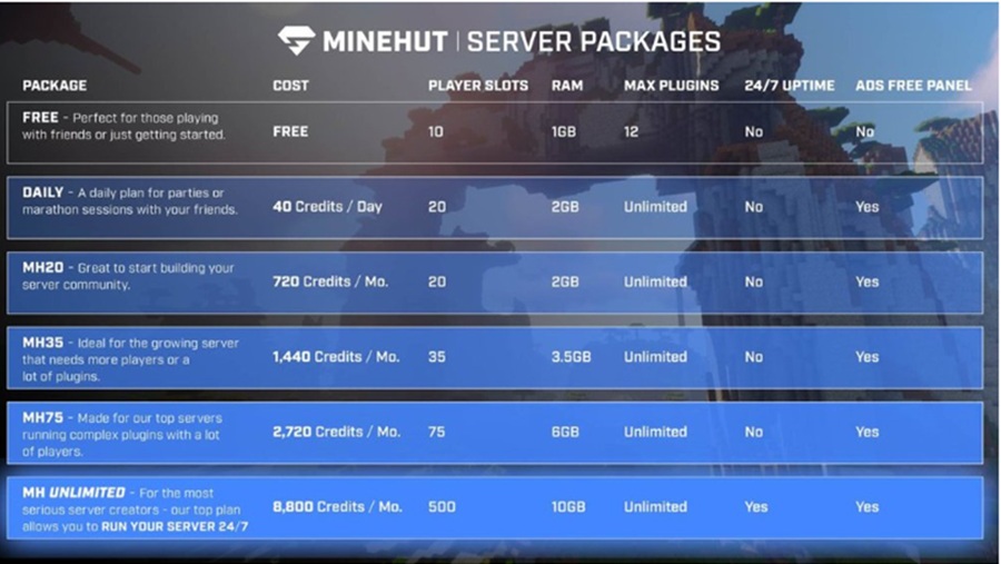 minehut minecraft server price