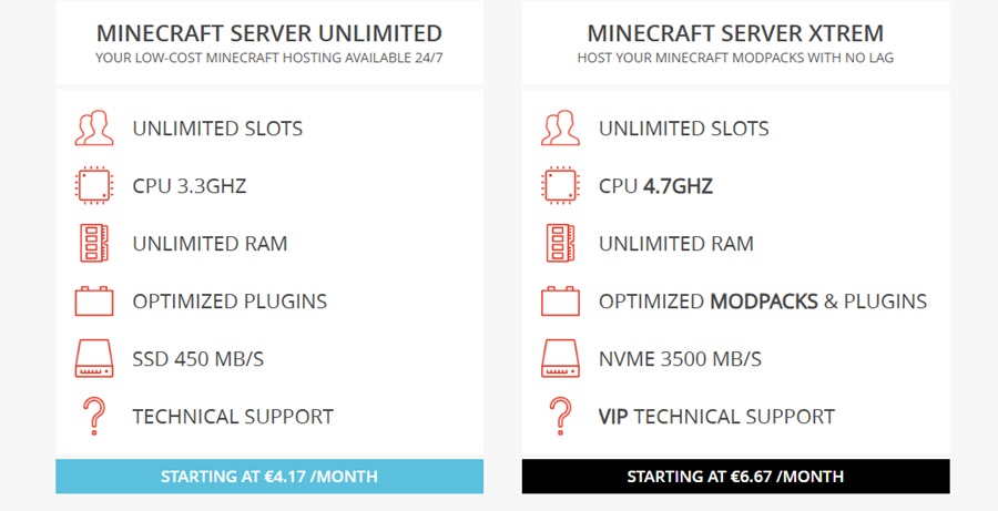 omgserv minecraft server pricing