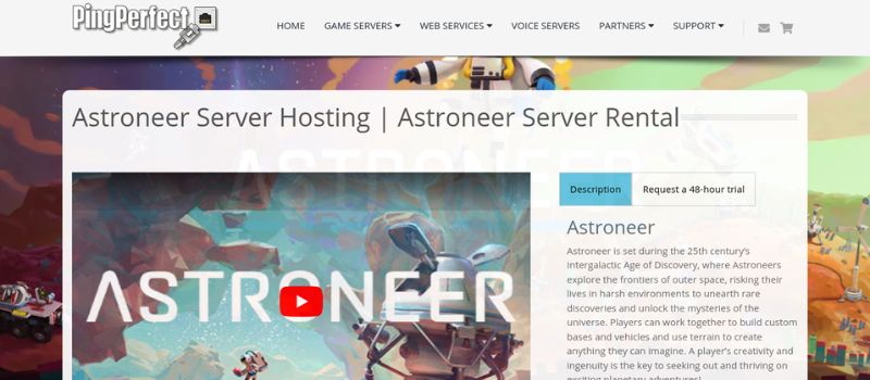 pingperfect delicated server hosting for astroneer
