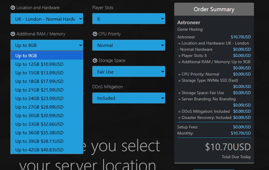 pingperfect hosting astroneer server pricing 
