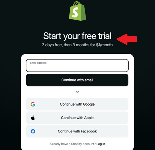 shopify free trial 