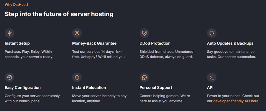 dathost palworld server features 