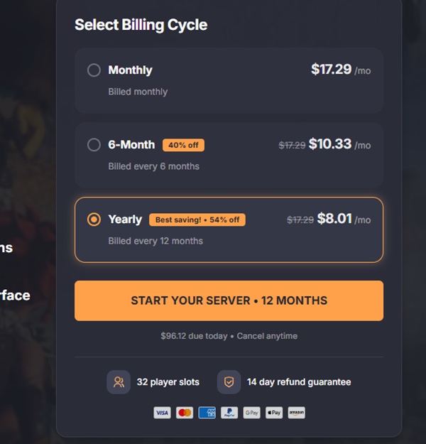 dathost palworld server hosting plans